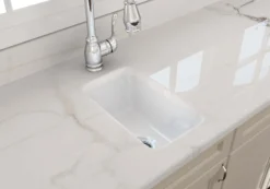 BOCCHI Sotto 12" Fireclay Undermount Single Bowl Bar Sink with Strainer, White, 1358-001-0120