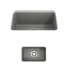 BOCCHI Sotto 12" Fireclay Undermount Single Bowl Bar Sink with Strainer, Matte Gray, 1358-006-0120