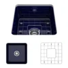 BOCCHI Sotto 18" Fireclay Undermount Single Bowl Bar Sink with Protective Bottom Grid and Strainer, Sapphire Blue, 1359-010-0120