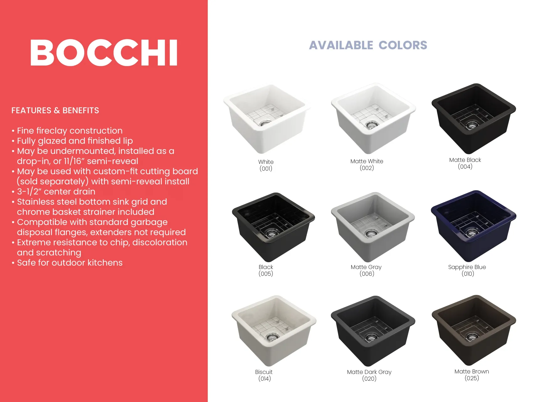 BOCCHI Sotto 18" Fireclay Undermount Single Bowl Bar Sink with Protective Bottom Grid and Strainer, Sapphire Blue, 1359-010-0120