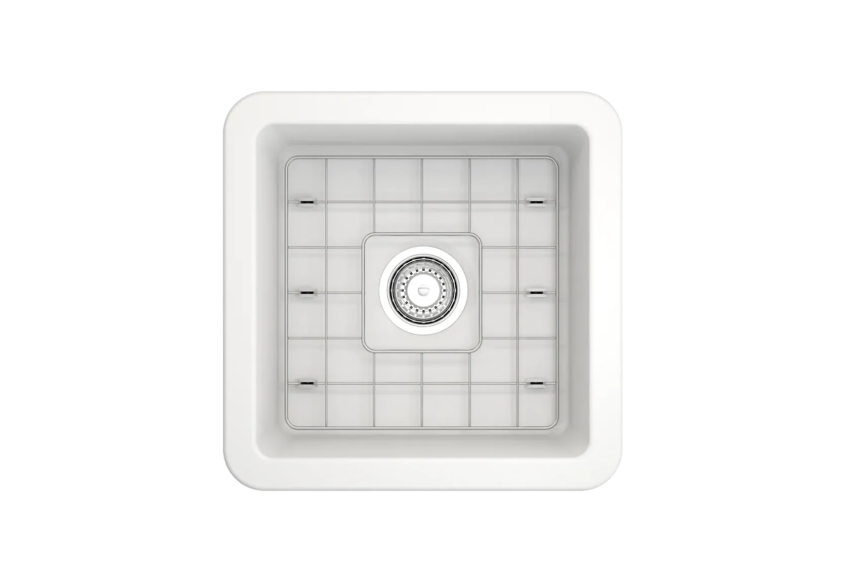 BOCCHI Sotto 18" Fireclay Undermount Single Bowl Bar Sink with Protective Bottom Grid and Strainer, Matte White, 1359-002-0120