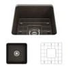 BOCCHI Sotto 18" Fireclay Undermount Single Bowl Bar Sink with Protective Bottom Grid and Strainer, Matte Brown, 1359-025-0120