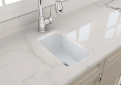 BOCCHI Sotto 12" Fireclay Undermount Single Bowl Bar Sink with Strainer, Matte White, 1358-002-0120