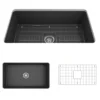 BOCCHI Sotto 32" Fireclay Undermount Single Bowl Kitchen Sink, Matte Dark Gray, 1362-020-0120