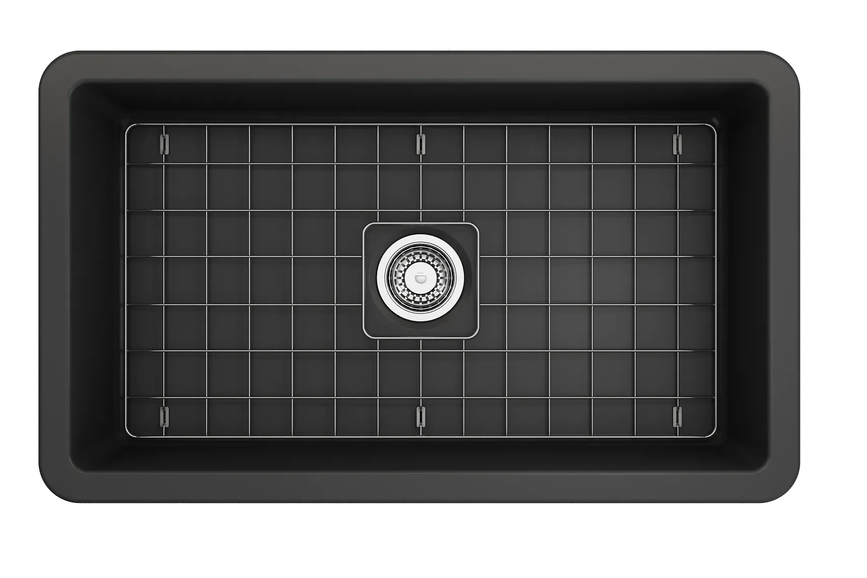 BOCCHI Sotto 32" Fireclay Undermount Single Bowl Kitchen Sink, Matte Dark Gray, 1362-020-0120