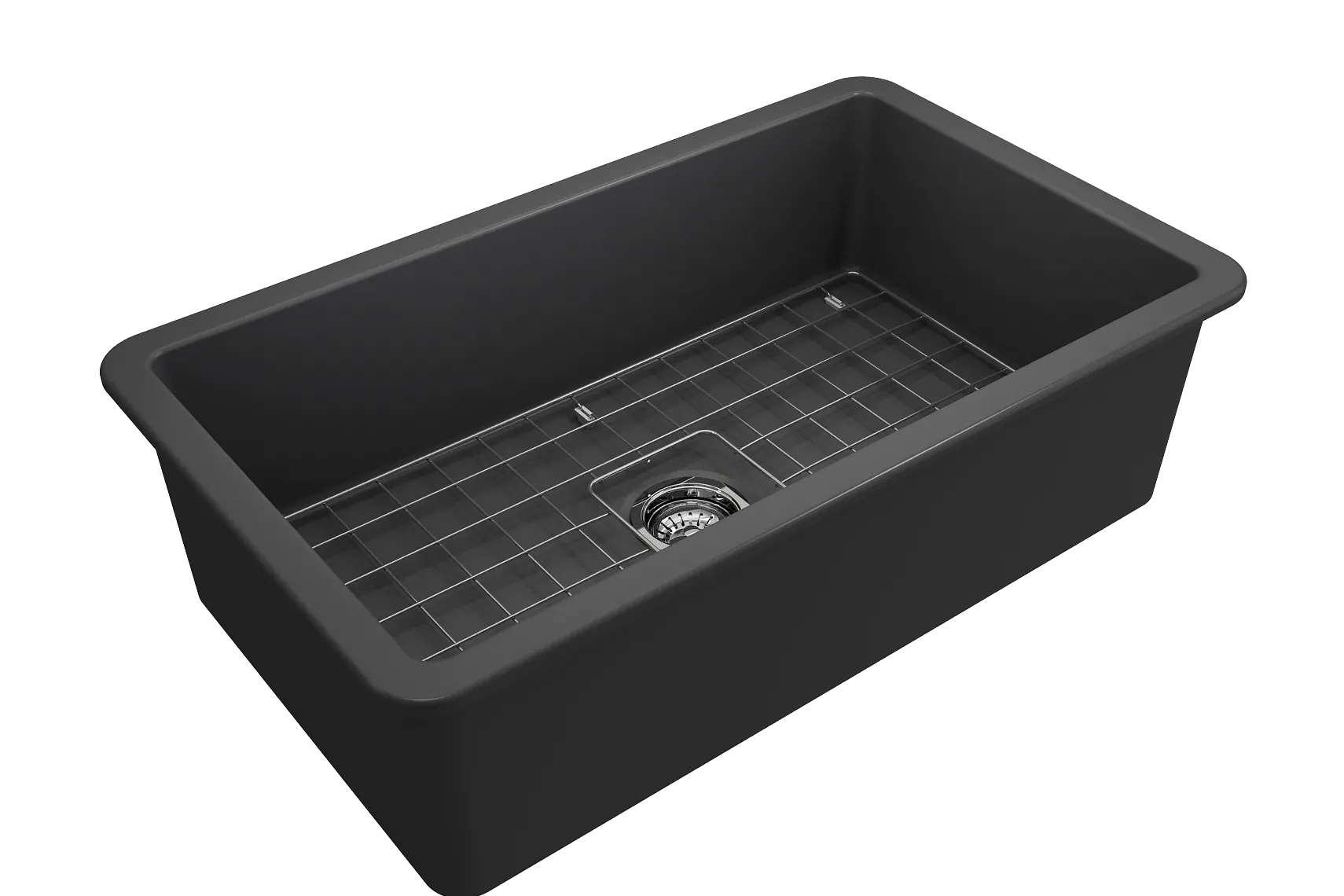 BOCCHI Sotto 32" Fireclay Undermount Single Bowl Kitchen Sink, Matte Dark Gray, 1362-020-0120