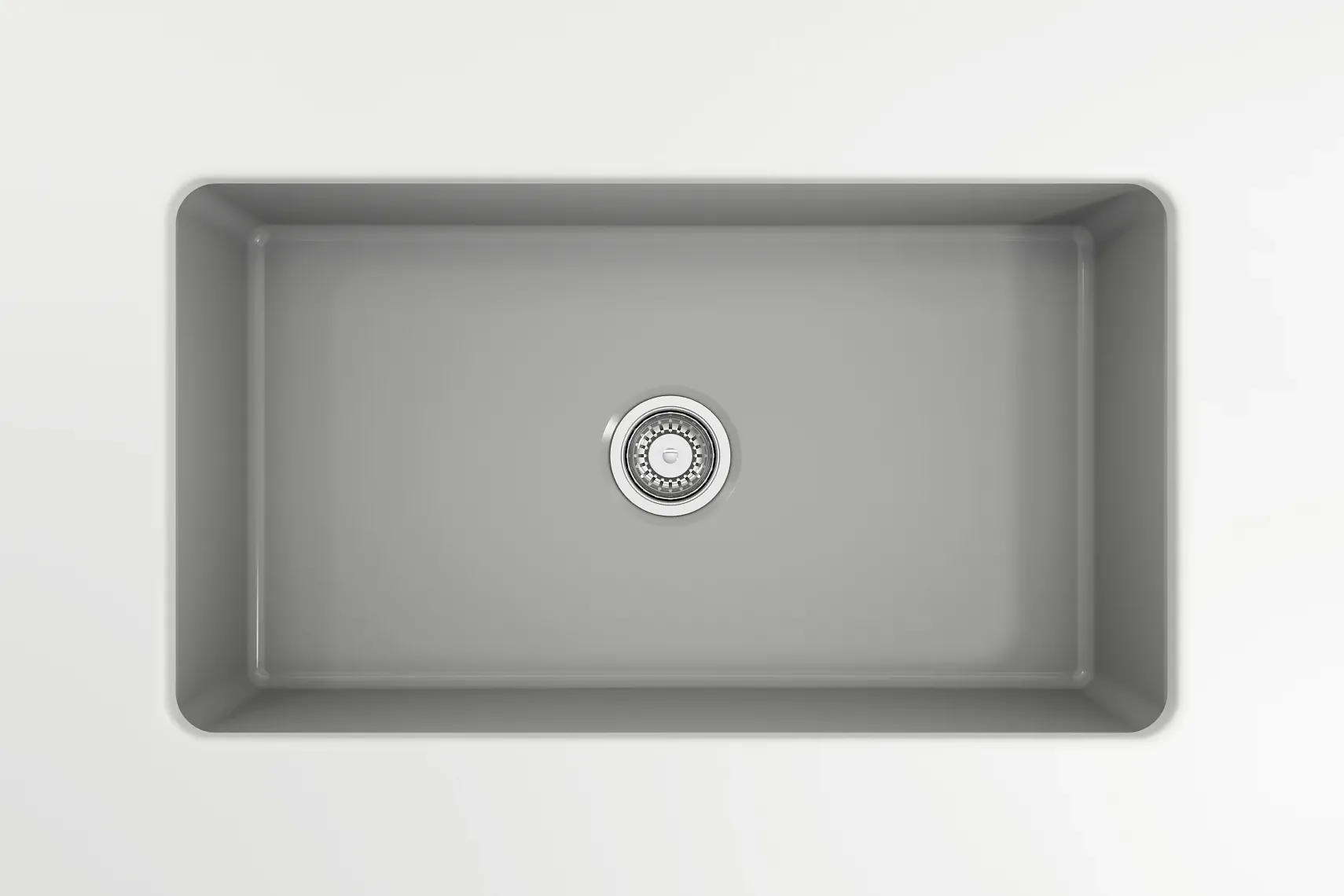 BOCCHI Sotto 32" Fireclay Undermount Single Bowl Kitchen Sink, Matte Gray, 1362-006-0120