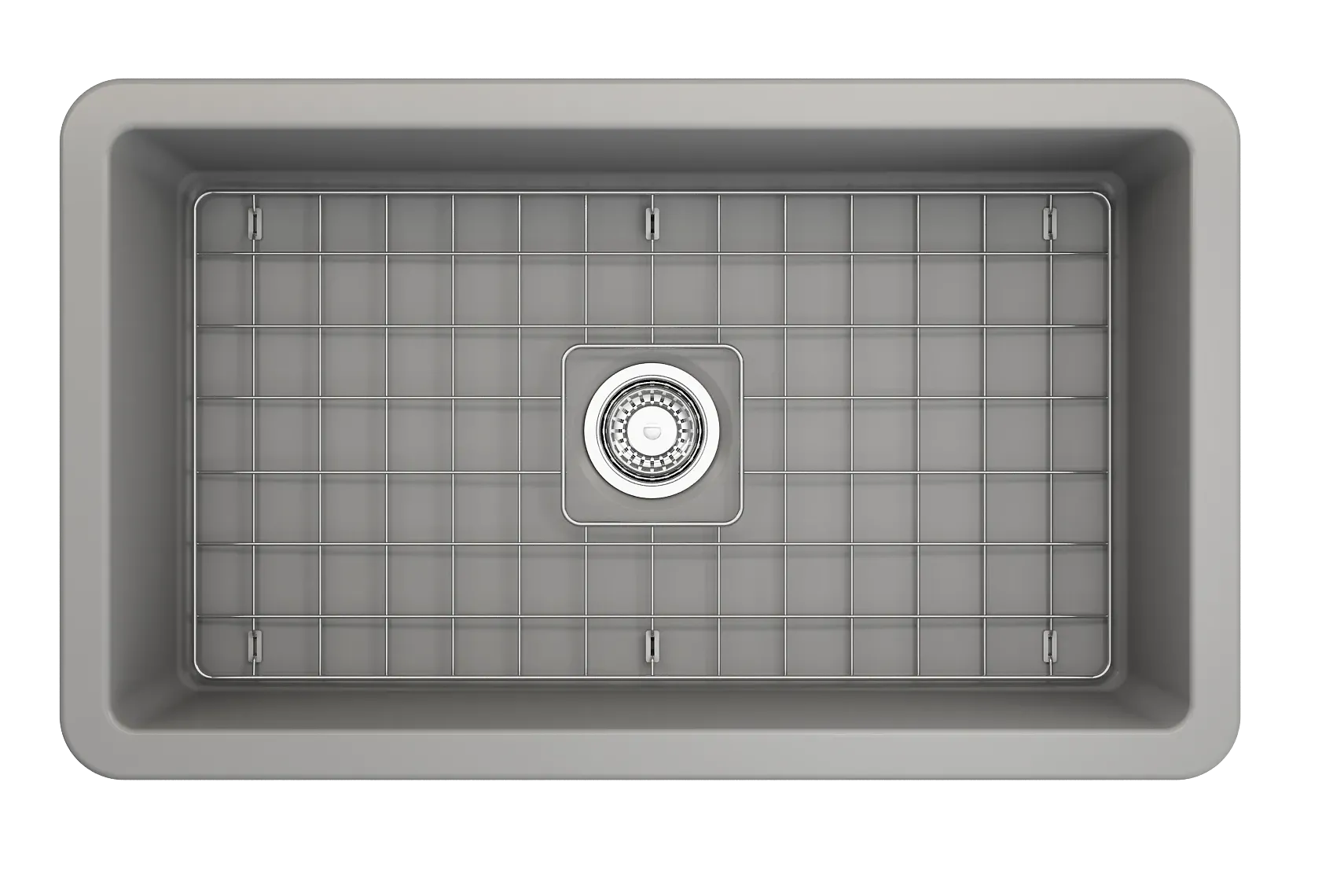BOCCHI Sotto 32" Fireclay Undermount Single Bowl Kitchen Sink, Matte Gray, 1362-006-0120