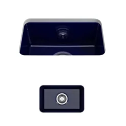 BOCCHI Sotto 12" Fireclay Undermount Single Bowl Bar Sink with Strainer, Sapphire Blue, 1358-010-0120