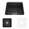 BOCCHI Sotto 18" Fireclay Undermount Single Bowl Bar Sink with Protective Bottom Grid and Strainer, Matte Dark Gray, 1359-020-0120