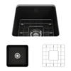 BOCCHI Sotto 18" Fireclay Undermount Single Bowl Bar Sink with Protective Bottom Grid and Strainer, Matte Black, 1359-004-0120