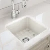 BOCCHI Sotto 18" Fireclay Undermount Single Bowl Bar Sink with Protective Bottom Grid and Strainer, Biscuit, 1359-014-0120