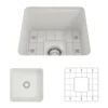 BOCCHI Sotto 18" Fireclay Undermount Single Bowl Bar Sink with Protective Bottom Grid and Strainer, White, 1359-001-0120