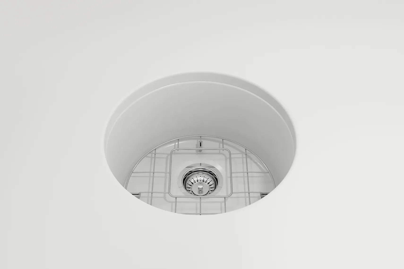 BOCCHI Sotto 18.5" Round Fireclay Undermount Single Bowl Bar Sink with Protective Bottom Grid and Strainer, Matte White, 1361-002-0120