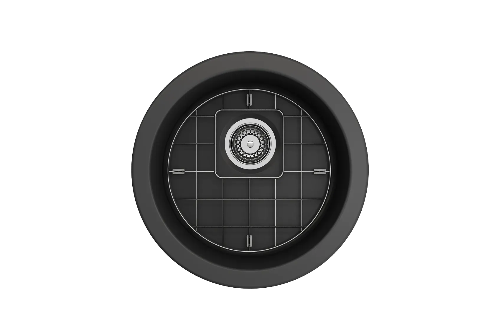 BOCCHI Sotto 18.5" Round Fireclay Undermount Single Bowl Bar Sink with Protective Bottom Grid and Strainer, Matte Dark Gray, 1361-020-0120