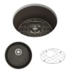 BOCCHI Sotto 18.5" Round Fireclay Undermount Single Bowl Bar Sink with Protective Bottom Grid and Strainer, Matte Brown, 1361-025-0120