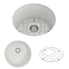 BOCCHI Sotto 18.5" Round Fireclay Undermount Single Bowl Bar Sink with Protective Bottom Grid and Strainer, White, 1361-001-0120
