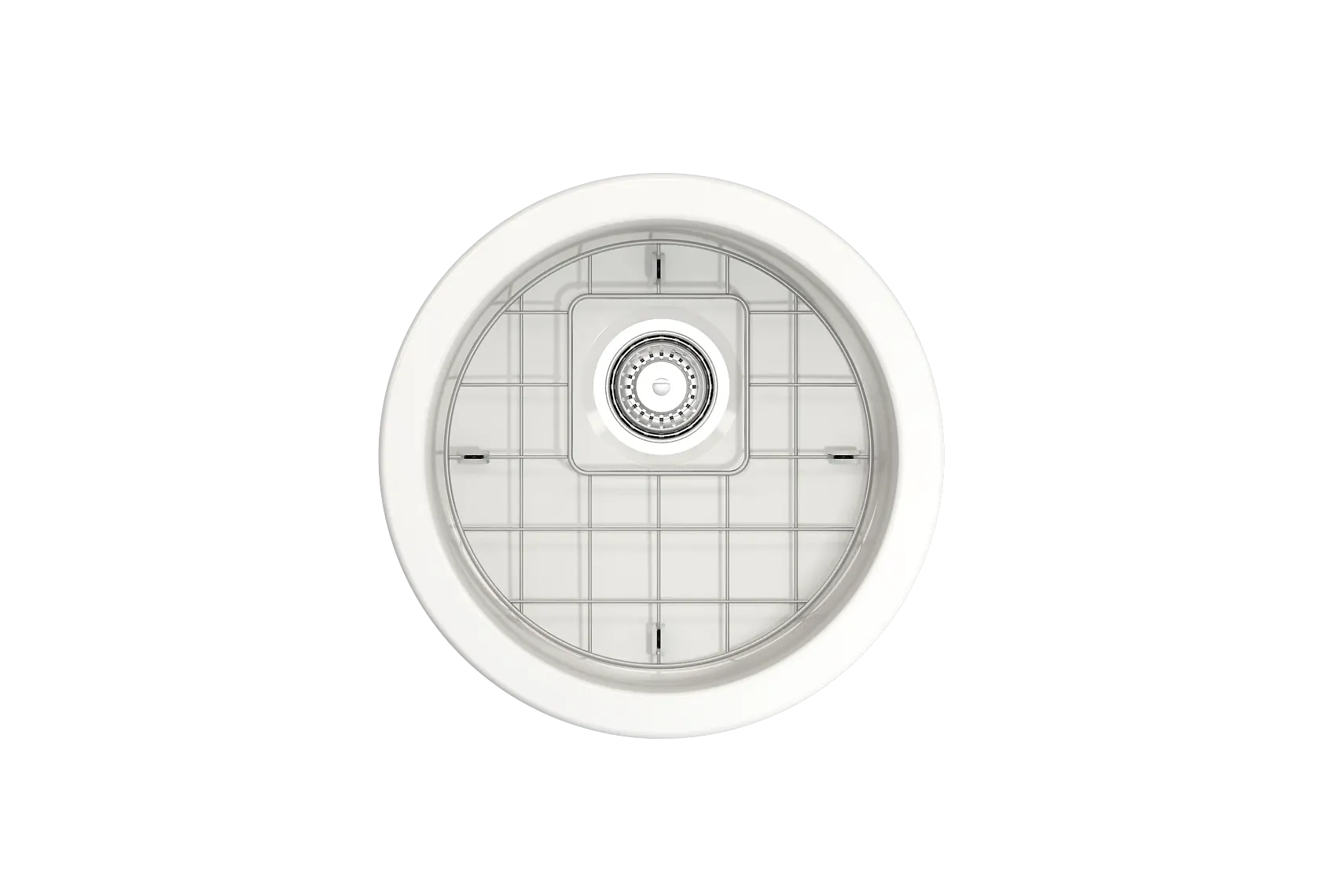 BOCCHI Sotto 18.5" Round Fireclay Undermount Single Bowl Bar Sink with Protective Bottom Grid and Strainer, White, 1361-001-0120