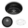 BOCCHI Sotto 18.5" Round Fireclay Undermount Single Bowl Bar Sink with Protective Bottom Grid and Strainer, Black, 1361-005-0120