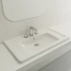 BOCCHI Taormina 34" Rectangle Wallmount Fireclay Bathroom Sink, White, 3 Faucet Hole, 1008-001-0127