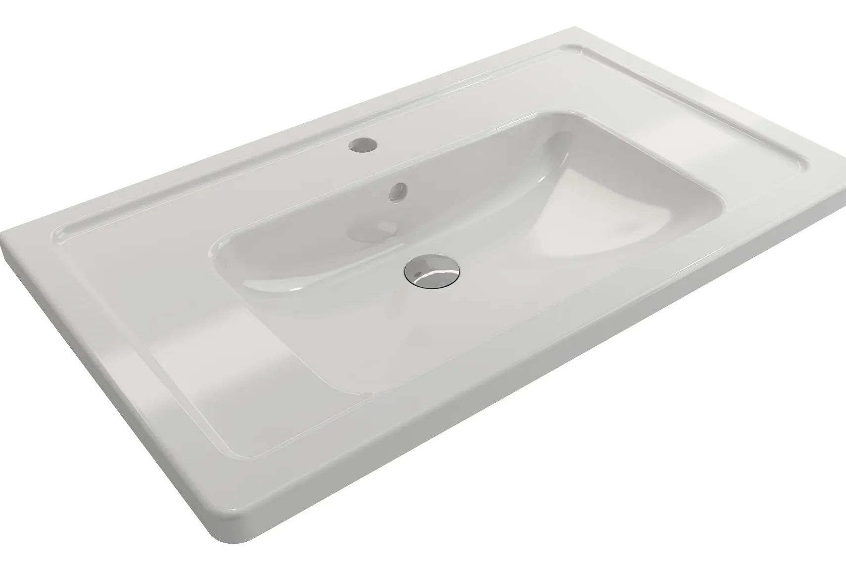BOCCHI Taormina 34" Rectangle Wallmount Fireclay Bathroom Sink, White, Single Faucet Hole, 1008-001-0126