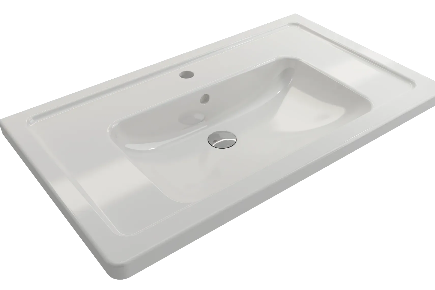 BOCCHI Taormina 34" Rectangle Wallmount Fireclay Bathroom Sink, White, Single Faucet Hole, 1008-001-0126