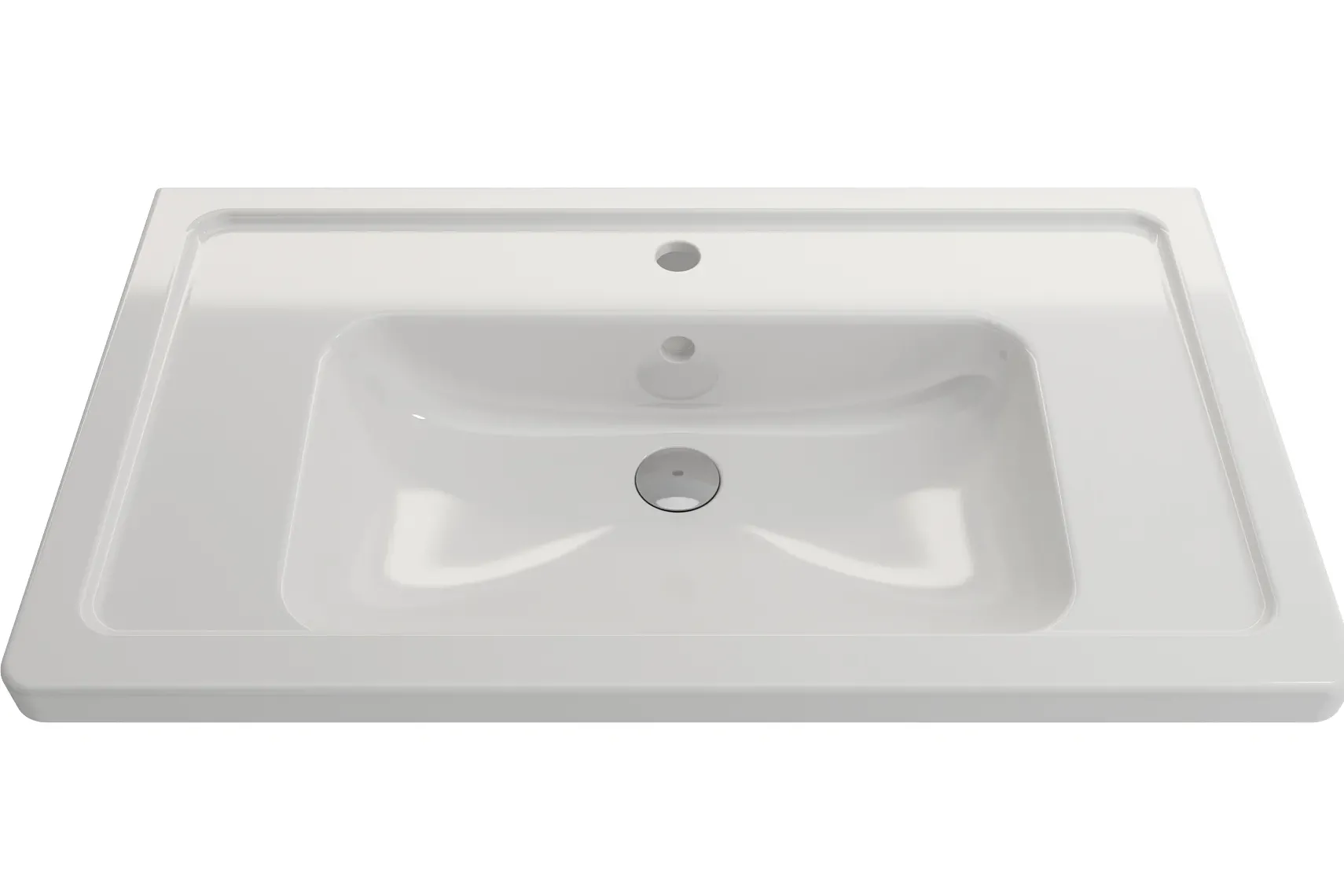 BOCCHI Taormina 34" Rectangle Wallmount Fireclay Bathroom Sink, White, Single Faucet Hole, 1008-001-0126