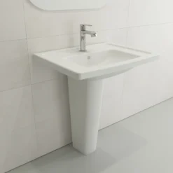 BOCCHI Taormina 26" Rectangle Wallmount Fireclay Bathroom Sink, Matte White, Single Faucet Hole, 1007-002-0126