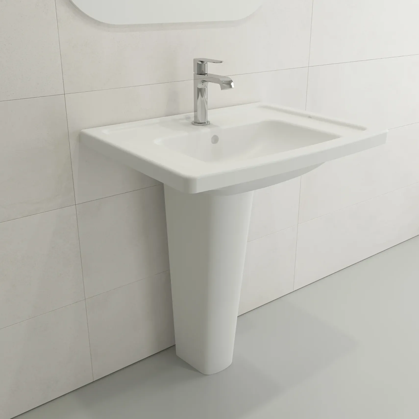 BOCCHI Taormina 26" Rectangle Wallmount Fireclay Bathroom Sink, Matte White, Single Faucet Hole, 1007-002-0126