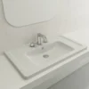 BOCCHI Taormina 34" Rectangle Wallmount Fireclay Bathroom Sink, Matte White, 3 Faucet Hole, 1008-002-0127