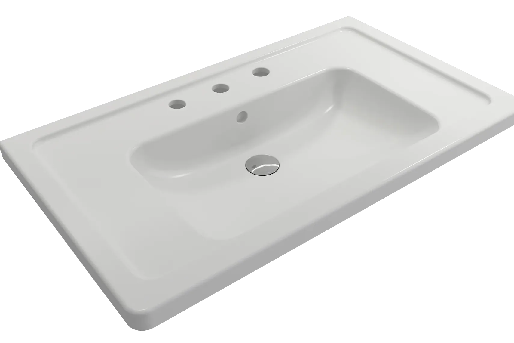 BOCCHI Taormina 34" Rectangle Wallmount Fireclay Bathroom Sink, Matte White, 3 Faucet Hole, 1008-002-0127