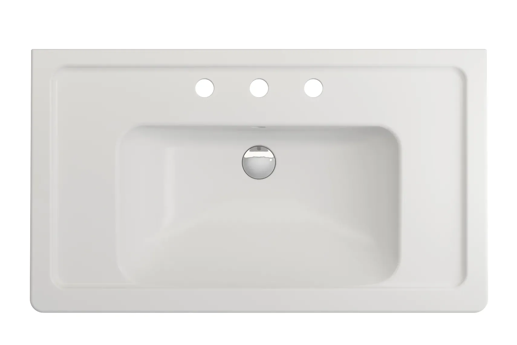 BOCCHI Taormina 34" Rectangle Wallmount Fireclay Bathroom Sink, Matte White, 3 Faucet Hole, 1008-002-0127