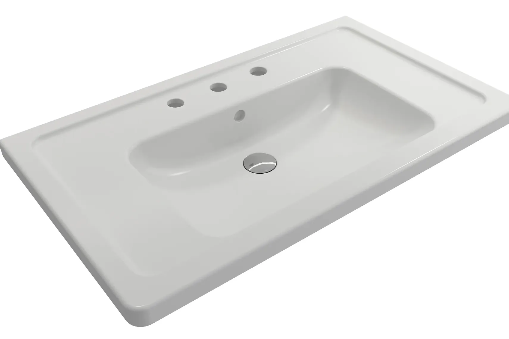 BOCCHI Taormina 34" Rectangle Wallmount Fireclay Bathroom Sink, Matte White, 3 Faucet Hole, 1008-002-0127