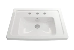 BOCCHI Taormina 26" Rectangle Wallmount Fireclay Bathroom Sink, White, 3 Faucet Hole, 1007-001-0127