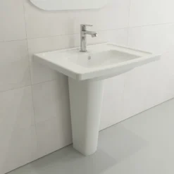 BOCCHI Taormina 26" Rectangle Wallmount Fireclay Bathroom Sink, White, Single Faucet Hole, 1007-001-0126