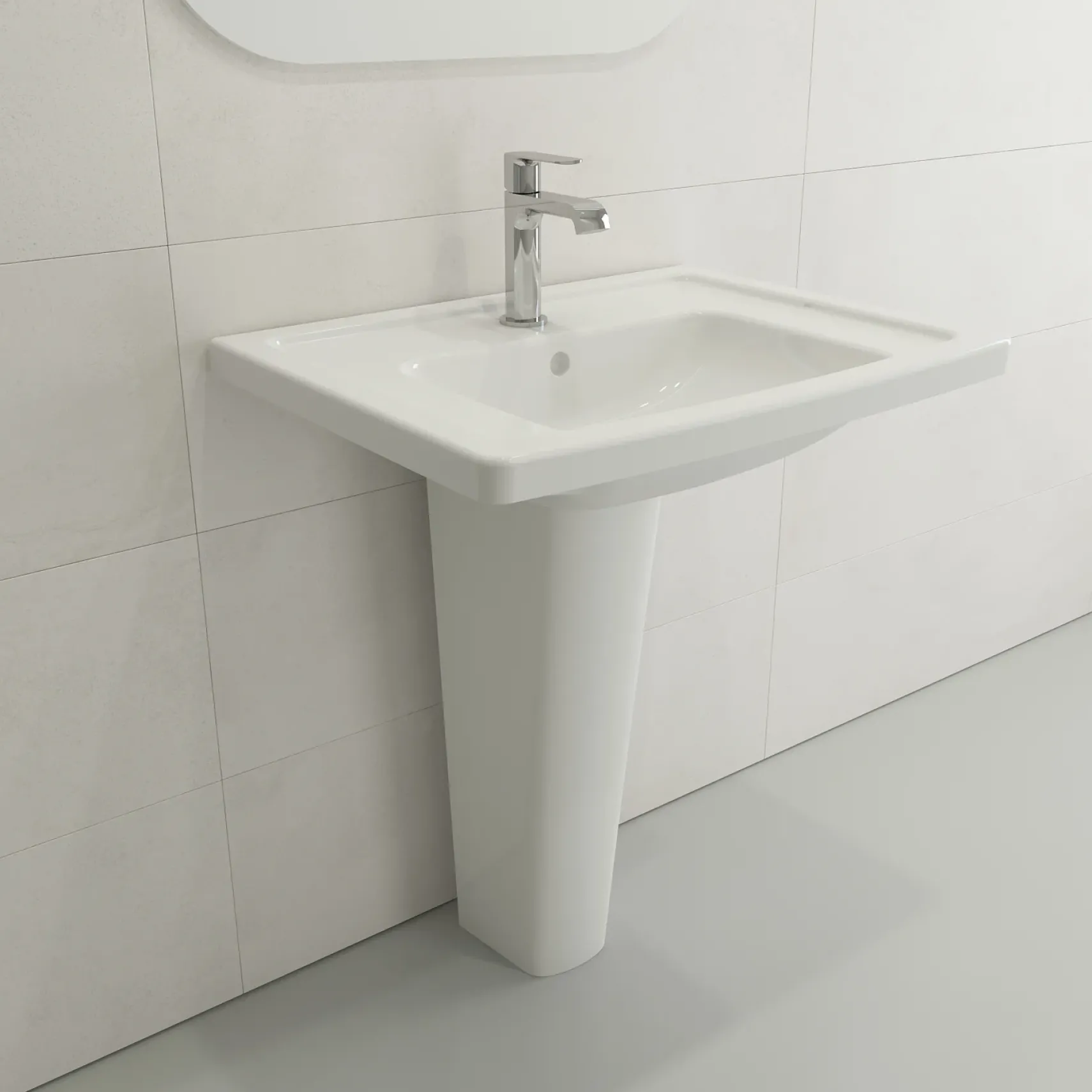 BOCCHI Taormina 26" Rectangle Wallmount Fireclay Bathroom Sink, White, Single Faucet Hole, 1007-001-0126
