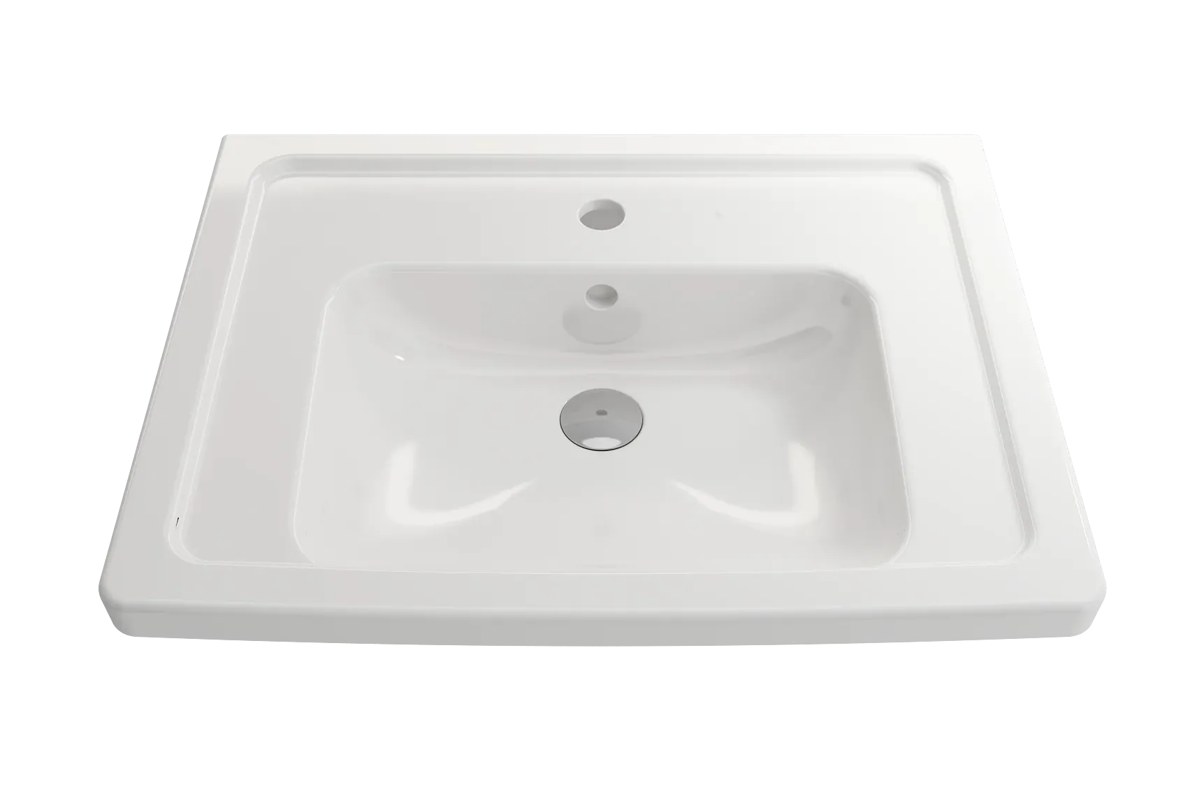BOCCHI Taormina 26" Rectangle Wallmount Fireclay Bathroom Sink, White, Single Faucet Hole, 1007-001-0126