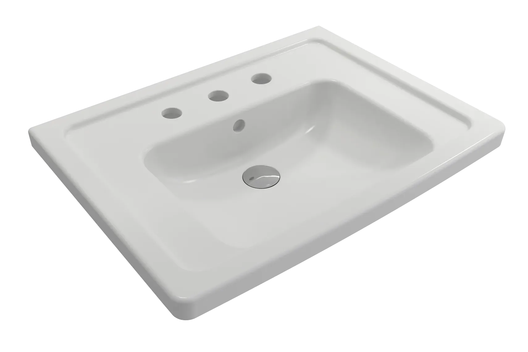 BOCCHI Taormina 26" Rectangle Wallmount Fireclay Bathroom Sink, Matte White, 3 Faucet Hole, 1007-002-0127