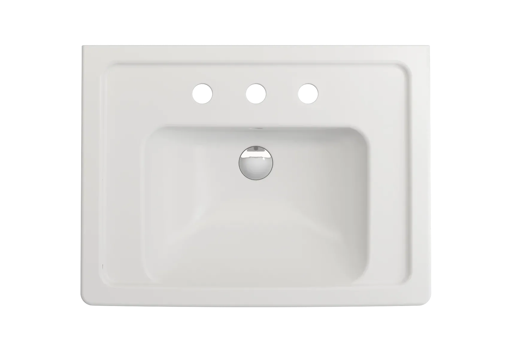 BOCCHI Taormina 26" Rectangle Wallmount Fireclay Bathroom Sink, Matte White, 3 Faucet Hole, 1007-002-0127