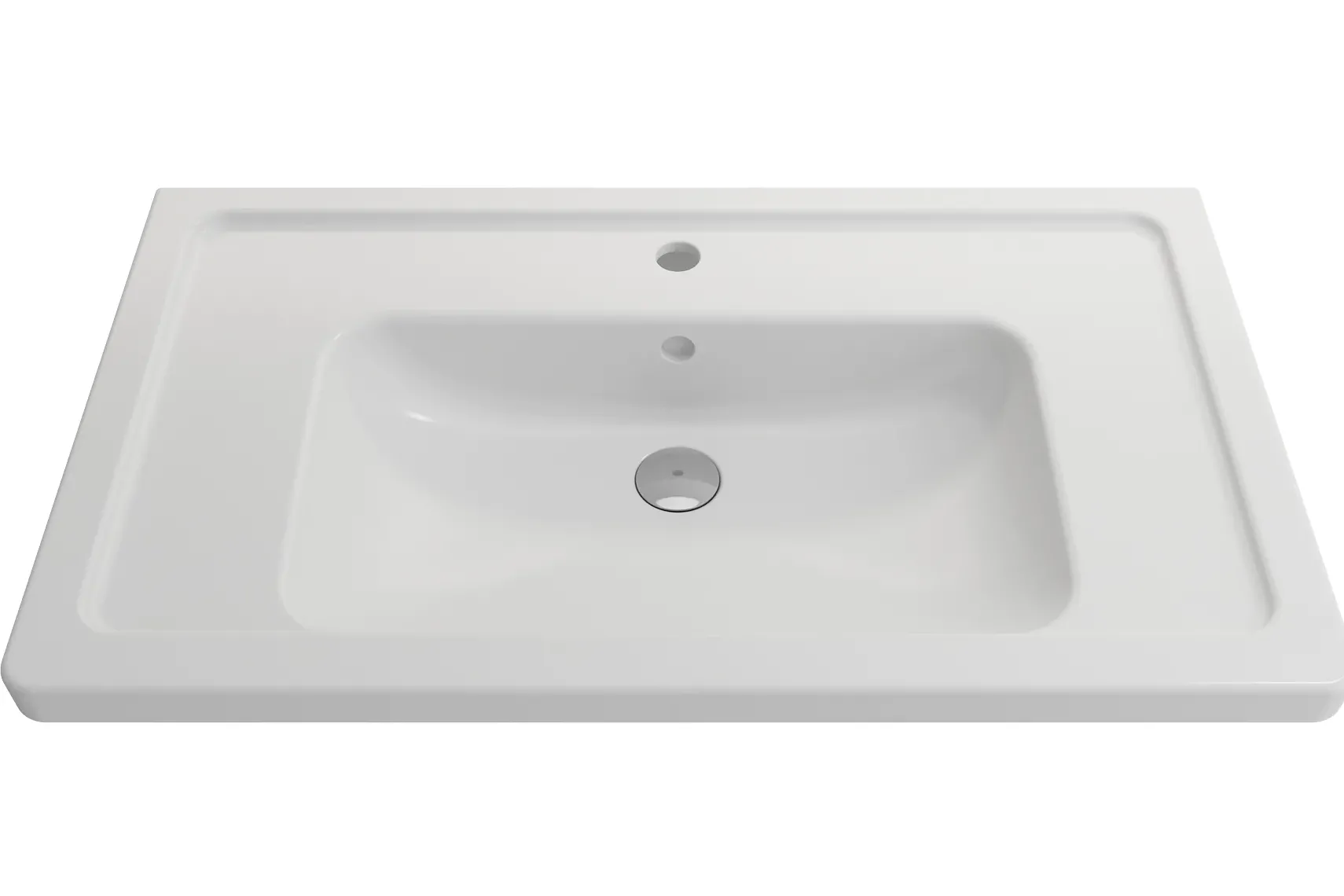 BOCCHI Taormina 34" Rectangle Wallmount Fireclay Bathroom Sink, Matte White, Single Faucet Hole, 1008-002-0126