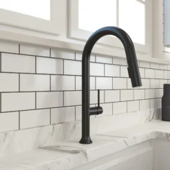 BOCCHI Tronto 1.75 GPM Brass Kitchen Faucet, Modern, Matte Black, 2026 0001 MB