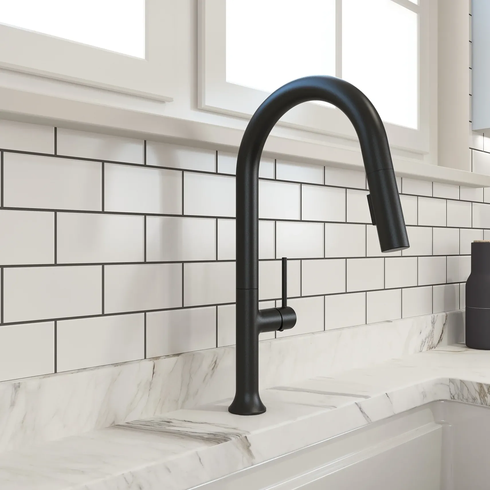 BOCCHI Tronto 1.75 GPM Brass Kitchen Faucet, Modern, Matte Black, 2026 0001 MB