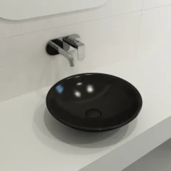 BOCCHI Venezia 16" Round Vessel Fireclay Bathroom Sink, Matte Black, 1120-004-0125