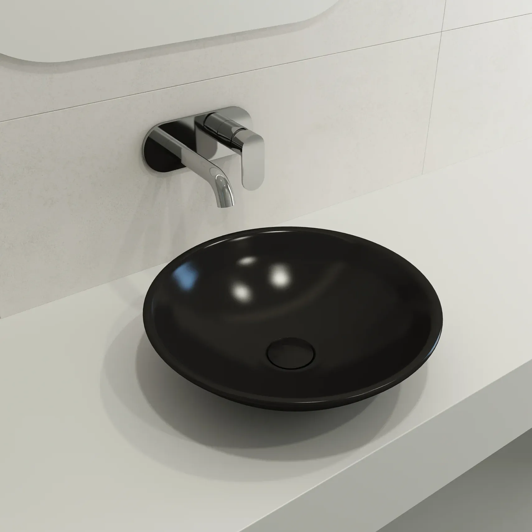 BOCCHI Venezia 16" Round Vessel Fireclay Bathroom Sink, Matte Black, 1120-004-0125