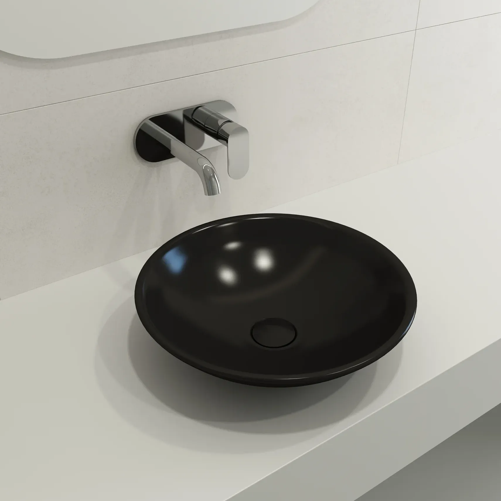BOCCHI Venezia 16" Round Vessel Fireclay Bathroom Sink, Matte Black, 1120-004-0125