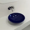BOCCHI Venezia 16" Round Vessel Fireclay Bathroom Sink, Sapphire Blue, 1120-010-0125