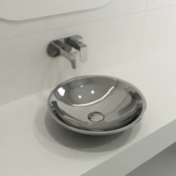 BOCCHI Venezia 16" Round Vessel Fireclay Bathroom Sink, Platinum, 1120-401-0125