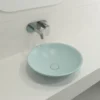 BOCCHI Venezia 16" Round Vessel Fireclay Bathroom Sink, Matte Ice Blue, 1120-029-0125