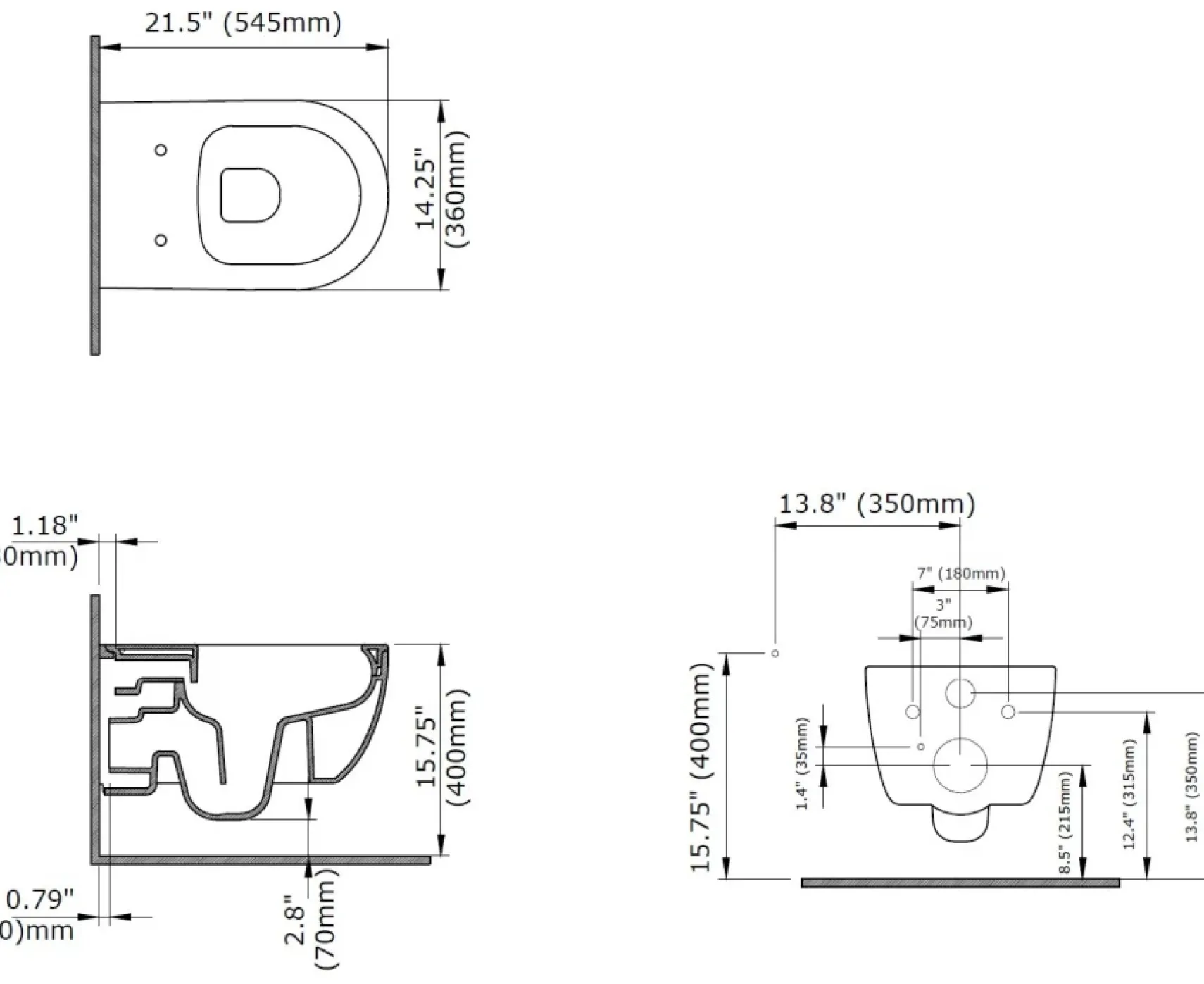 BOCCHI Vettore Wall-Hung Toilet Bowl in Biscuit, 1416-014-0129