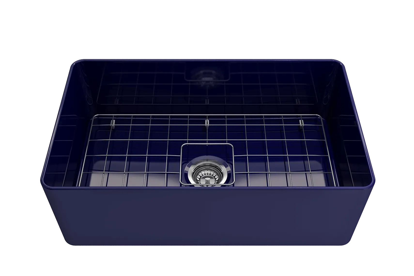 BOCCHI Aderci Ultra-Slim 30" Fireclay Farmhouse Sink, Sapphire Blue, 1481-010-0120